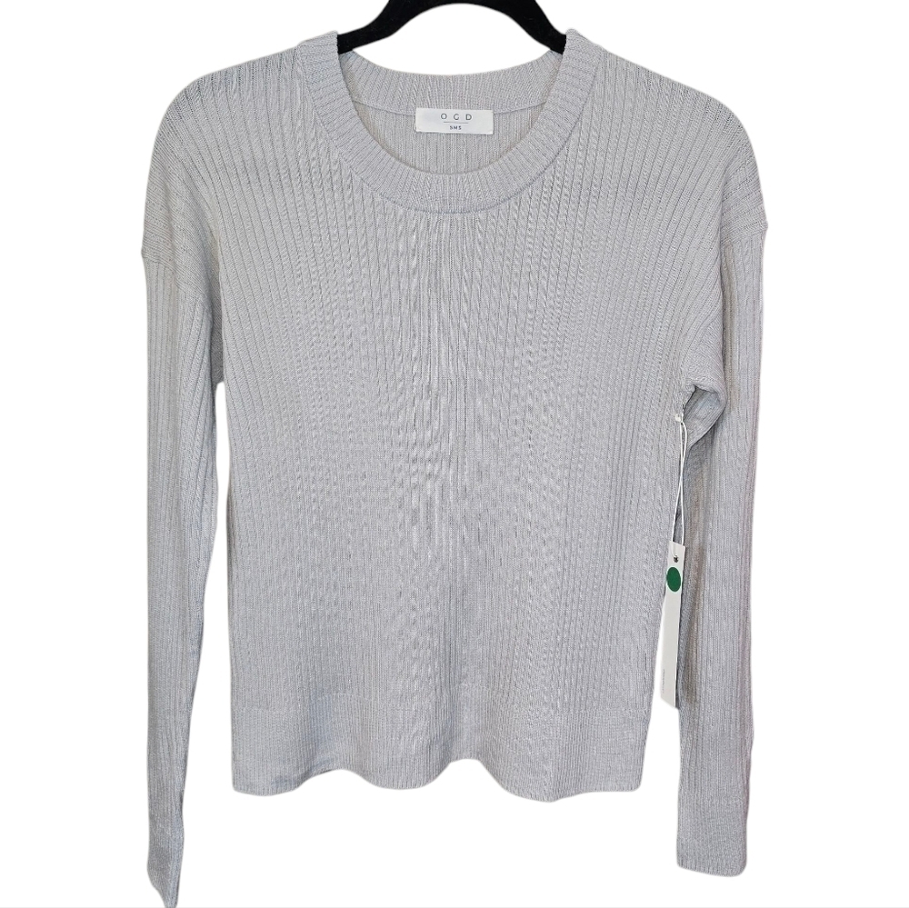 REVOLVE One Grey Day Ribbed Crew Neck Long Sleeve Top NWT Size Small